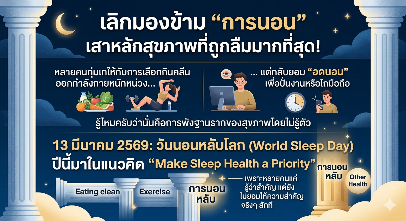เลิกมองข้าม “การนอน” เสาหลักสุขภาพที่ถูกลืมมากที่สุด!