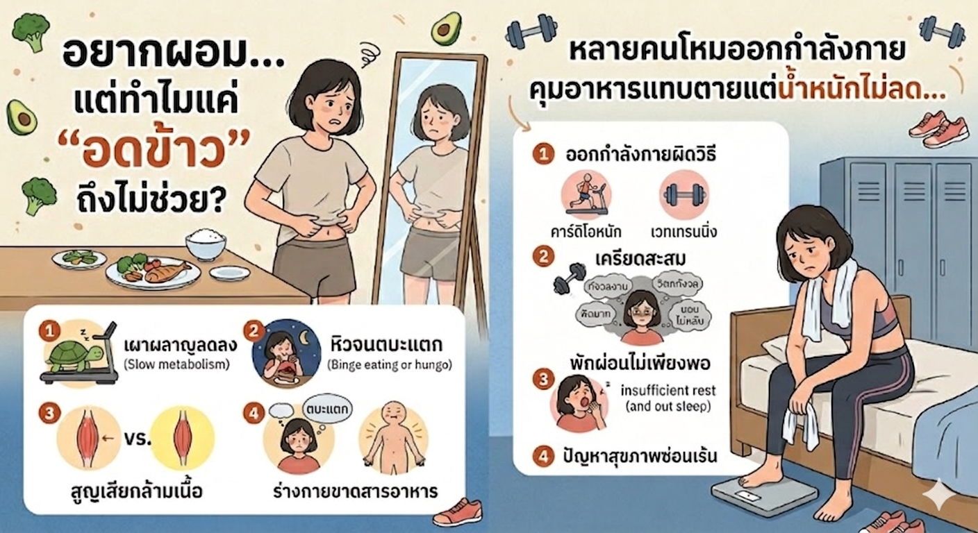 อยากผอม... แต่ทำไมแค่ อดข้าวถึง  ไม่ช่วย?